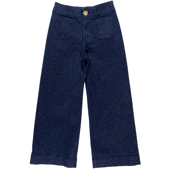 Anthropologie Maeve The Colette Sparkle Denim Cropped Wide Leg Jeans Size 26P - Picture 4 of 13